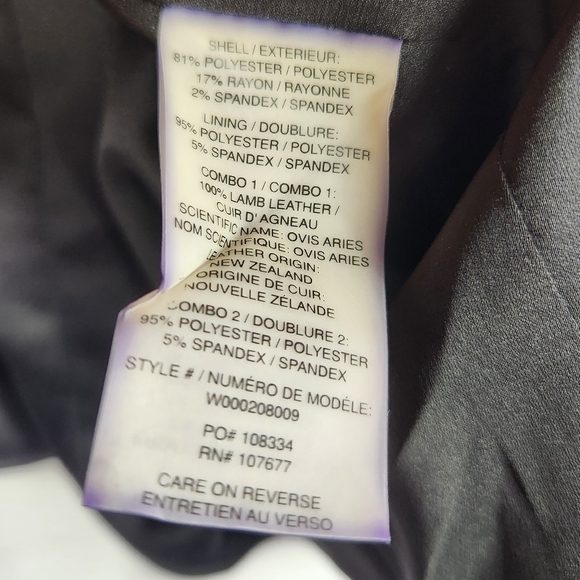 Alice + Olivia Savetta Plaid Windowpane Lamb Leather Elbows Blazer Navy Large - Picture 16 of 16